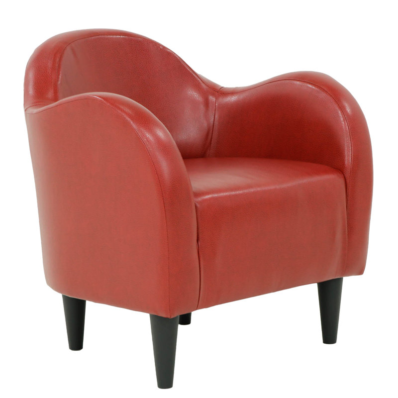 Fauteuil demi-tonneau l 30,5 po Tangier, Similicuir rouge