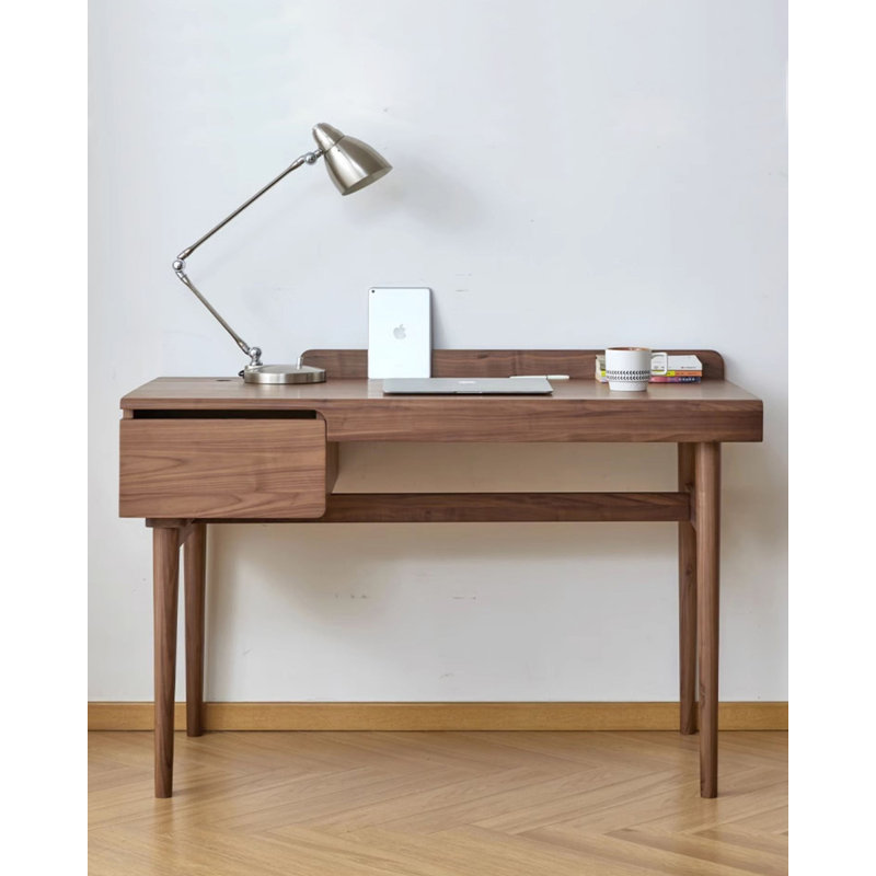 Bureau d'écriture Mid-Century en noyer avec tiroir