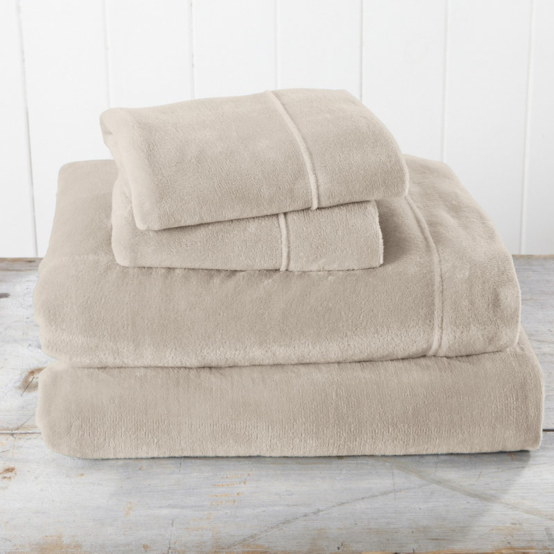 Ultra Soft Micro Plush Velvet Solid Sheet Sets, Twin, Stone Grey