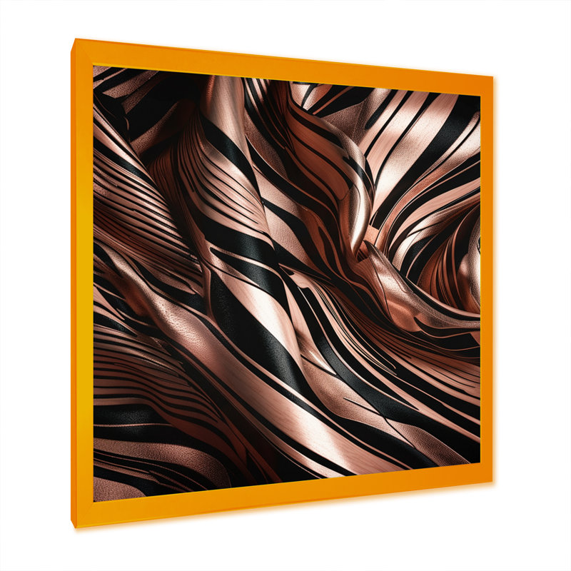 Rosegold embrassant l'essence des lignes IV - Abstrait art mural en marbre, H 16 po x l 16 po x P 1 po