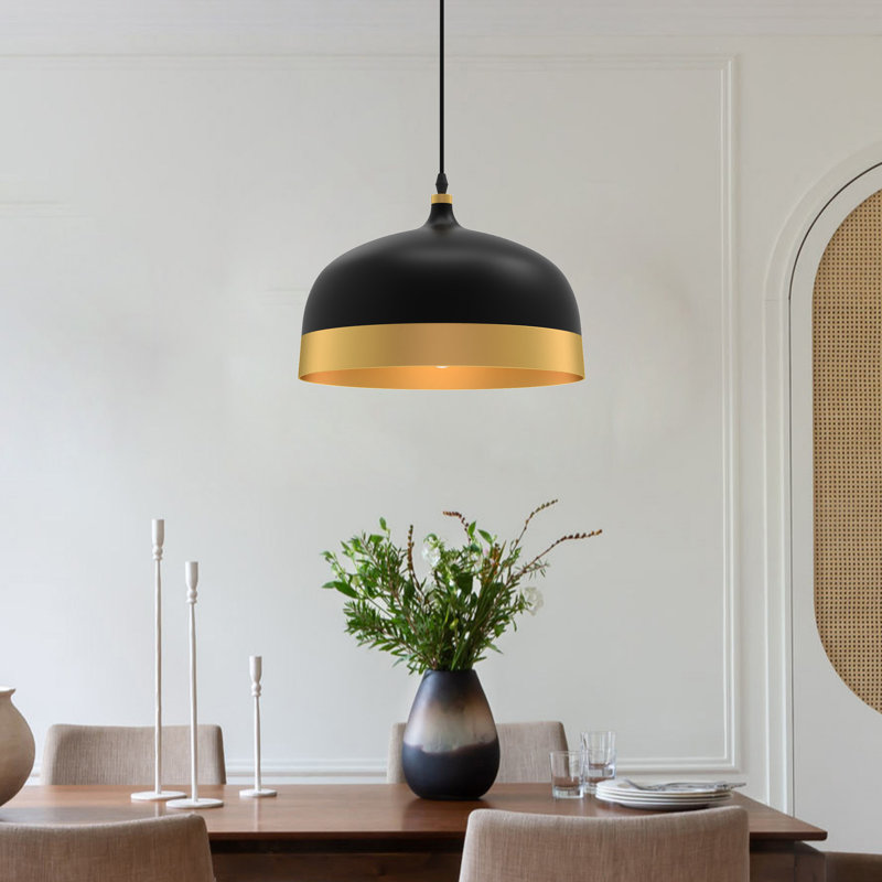 Kesleigh 13" Industrial 1-Light Dome Pendant with Dimmable