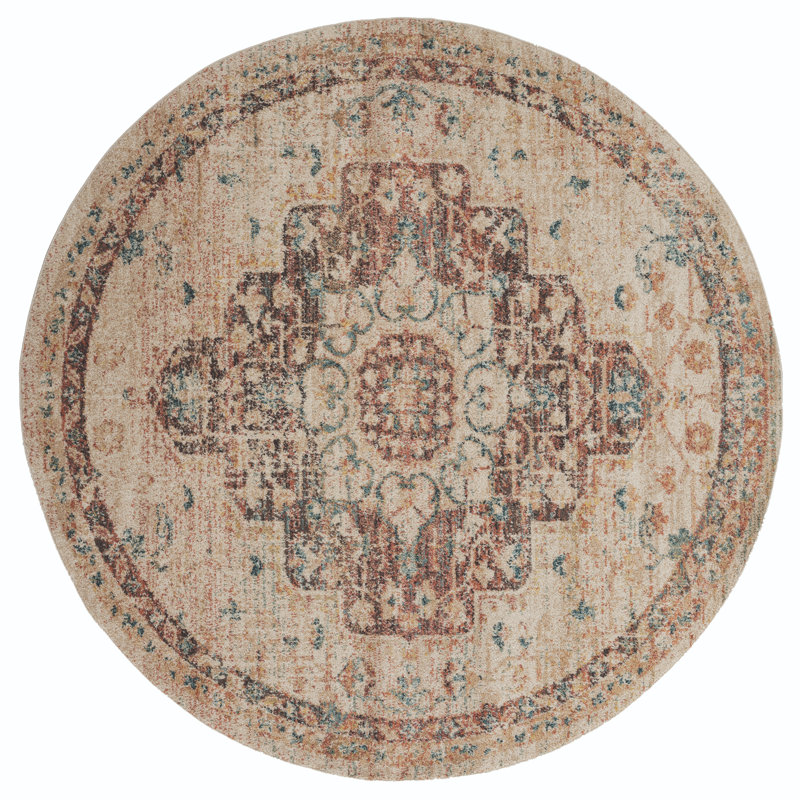 Scofield Synthetic Oriental Indoor Rug, Round 7'10"