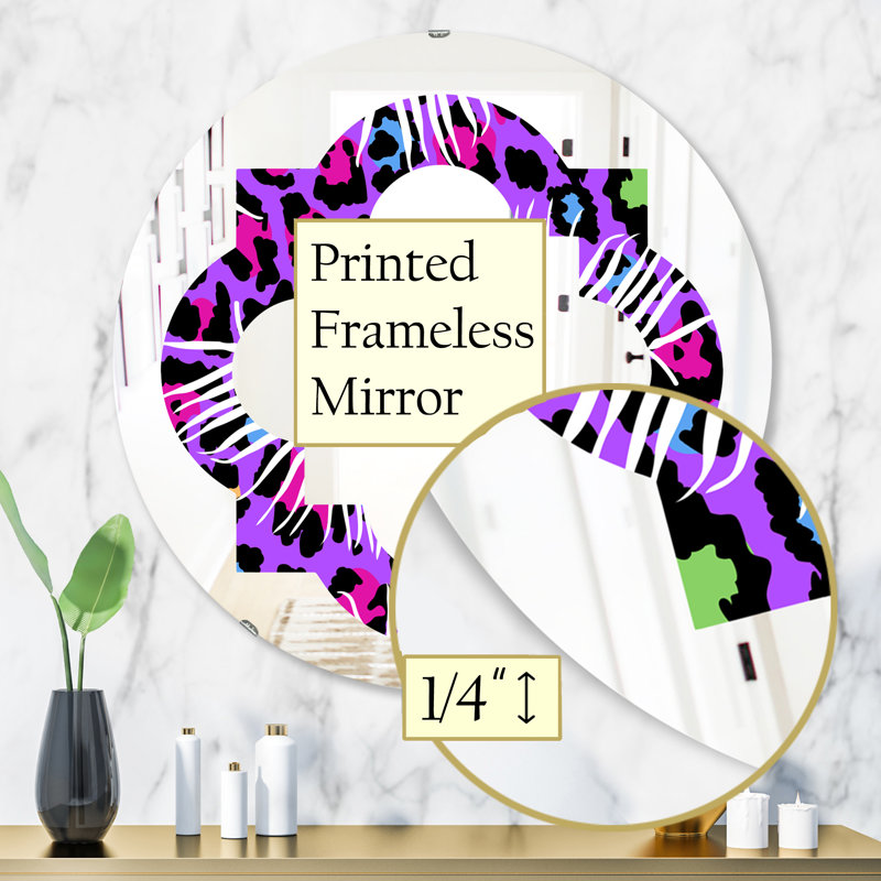 Miroir mural en fourrure safari viii quadrilobe éclectique, H 31,5 po x l po