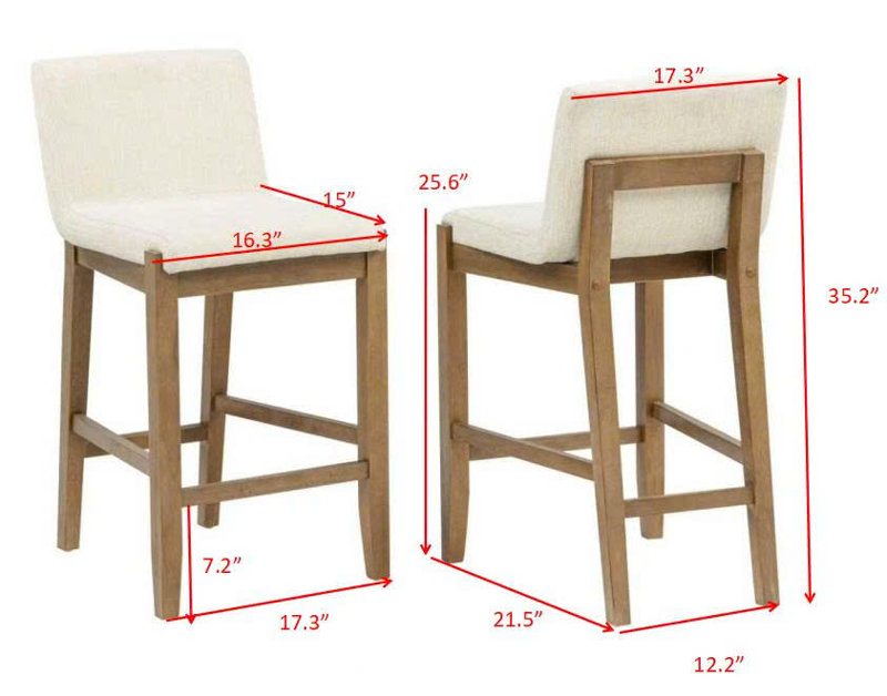 Galway 25" Curved Upholstered Counter Height Chair (Set of 2) , Brown