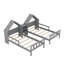 Lit plateforme simple double avec tête de lit en forme de maison et table de chevet intégrée, gris-1794470745