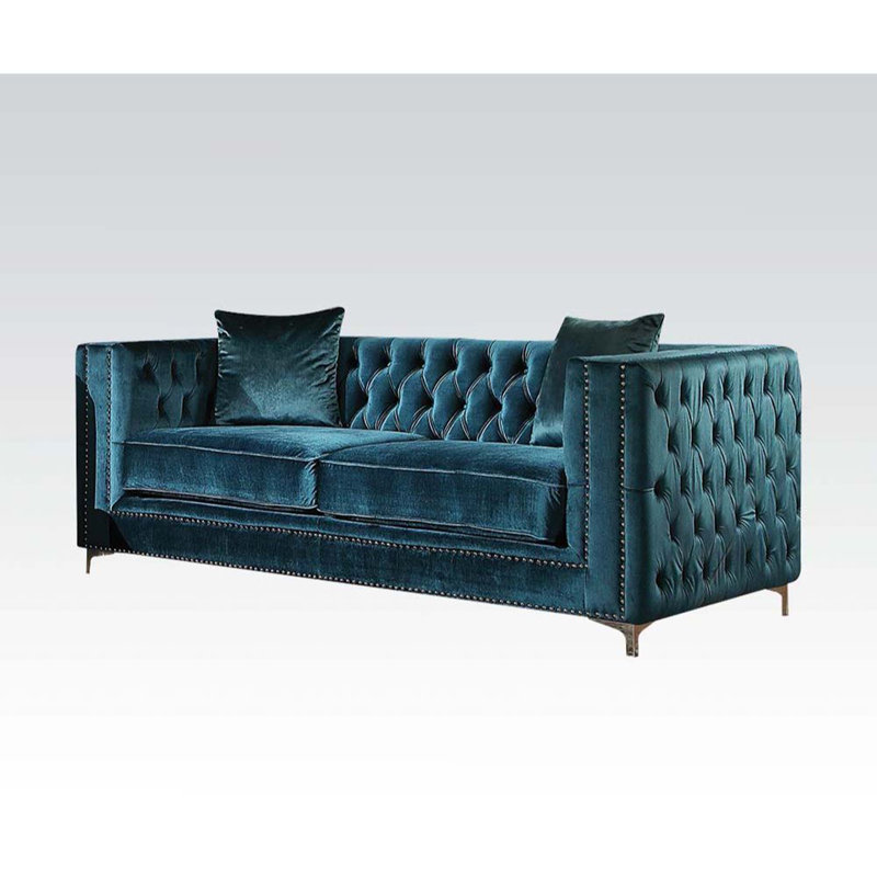 Causeuse Capri en velours bleu sarcelle