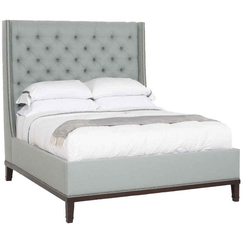 Michael Weiss King Tufted Upholstered Low Profile Panel Bed, California king, Jiggles Fawn, Hampton