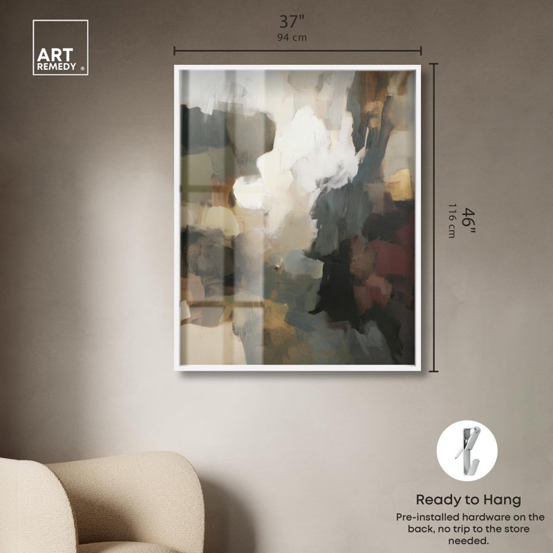 «Mute Tones III Boho Art Shadowbox» par Art Remedy, H 46 po x l 37 po, Blanc