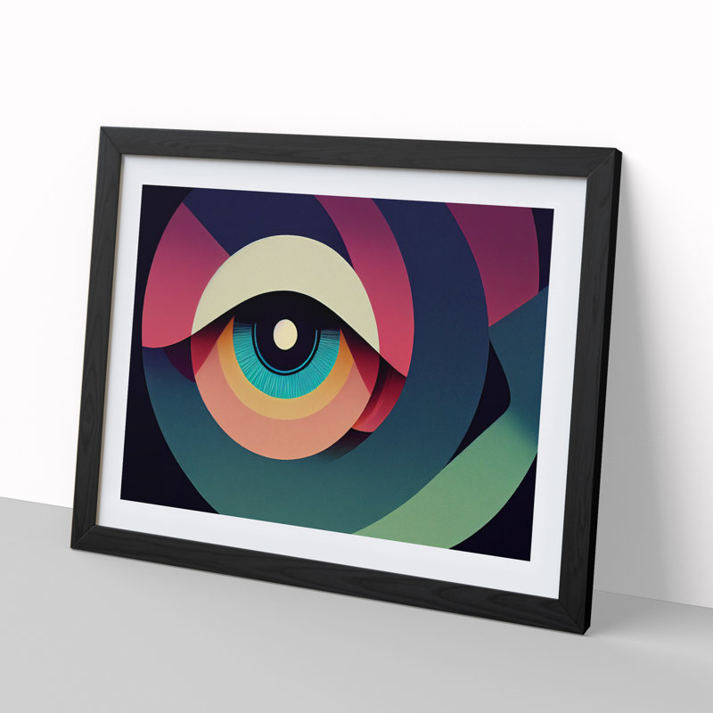 XH1022-6104X Modern Human Eye Abstract - Single Picture Frame Print, Black, 46cm H x 64cm W x 2cm D