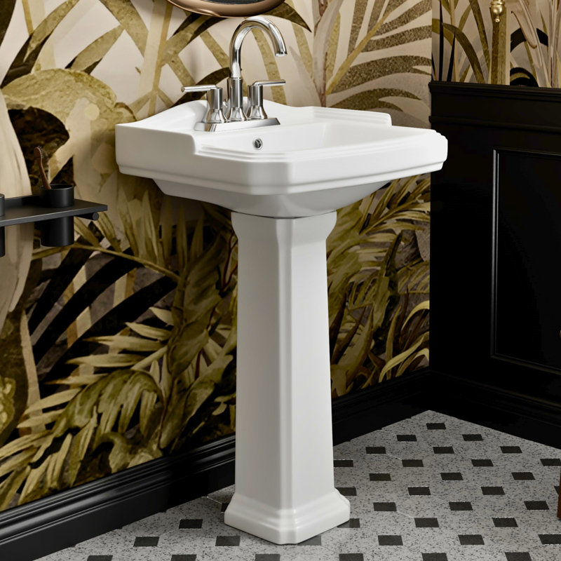 Los Flexi 23" x 19" Rectangular Pedestal Sink with overflow, 3 Faucet Holes at 4" Centers