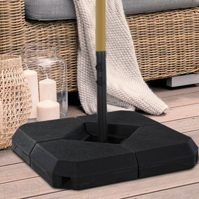 Support de poids pour support de parasol 4 pièces avec base croisée pour support puissant, 158 lb de sable ou 132 lb rempli d'eau, noir