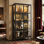Vitrine 2 portes avec verre trempé et lumières réglables
