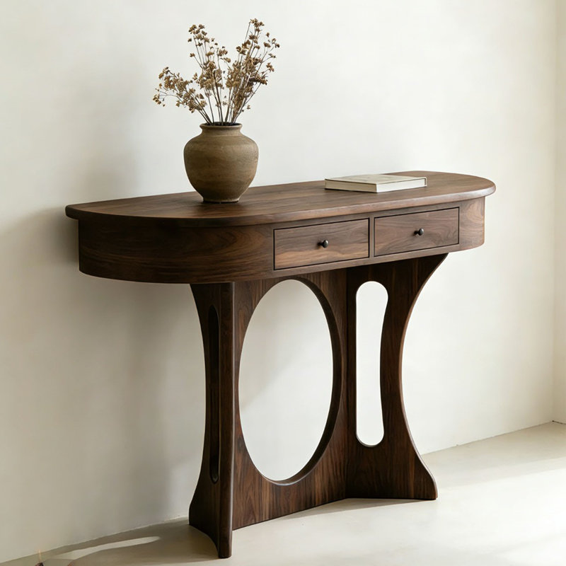 New Chinese-style semi-circular entrance table, 35.43" H x 55.11" W x 14.96" D