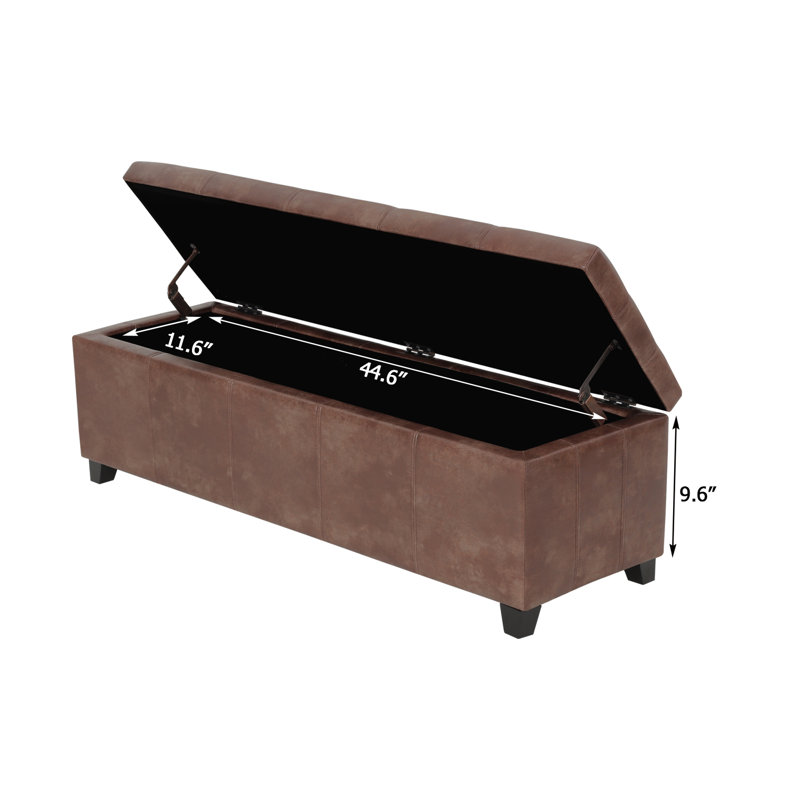 Banc de rangement avec repose-pieds 48 po, Brun