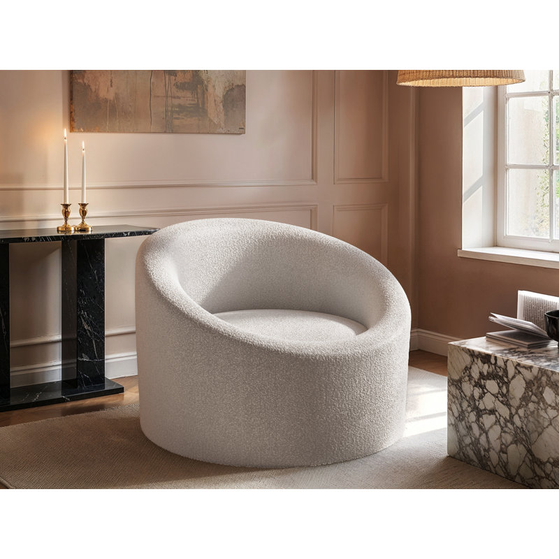 Upholstered Swivel Accent Chair, Cream
