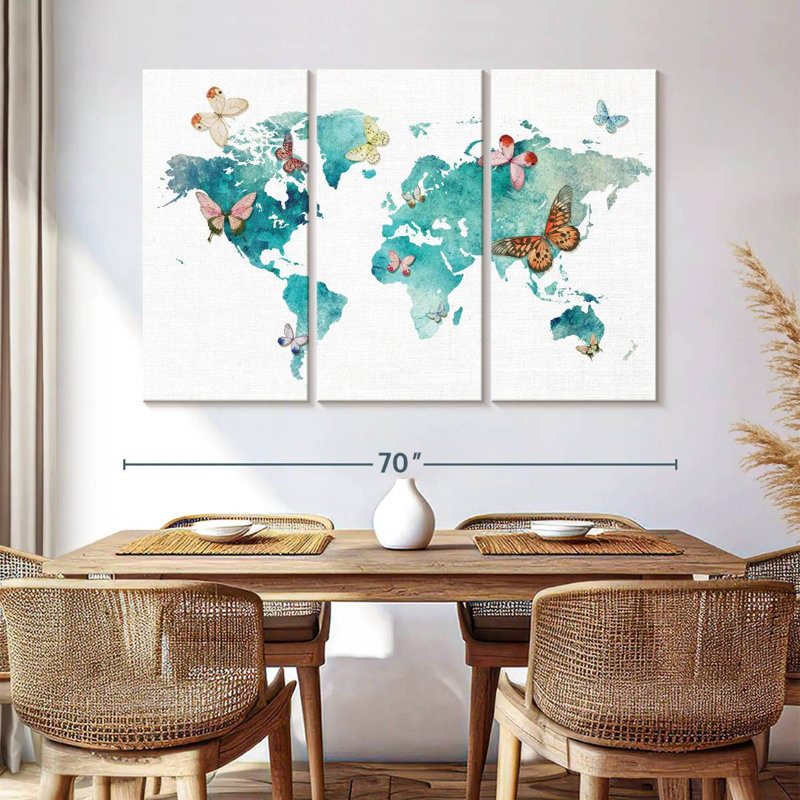 Carte du monde des papillons Aliaz, H 42 po x l 65 po