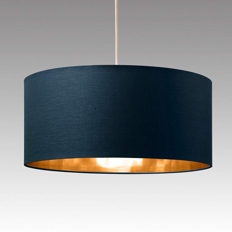 23.5cm H Cotton Drum Pendant Shade ( Clip On ), Navy Blue