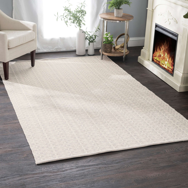 Bare Grey Handwoven Cotton Rug, Rectangle 5' x 8'