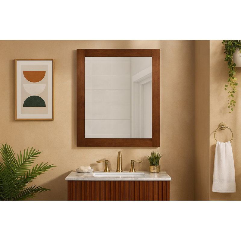 Miroir de salle de bain Kleier, Noyer, 36" x 30"
