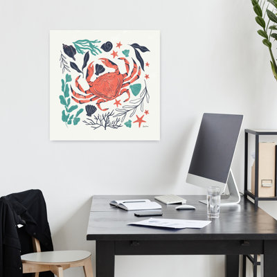 Coastal Reef II, turquoise, étoile de mer abstraite, paysage côtier de crabe, art
