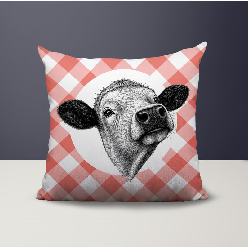 Coussin réversible intérieur / extérieur Cow, 16 x 16, Pêche
