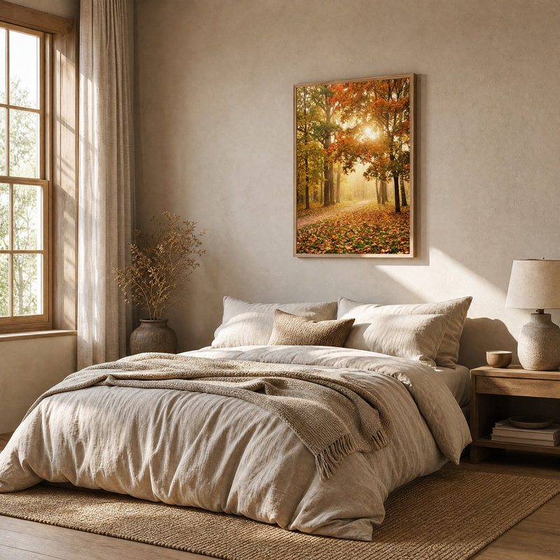 Art mural sur toile Sunlit Autumn Forest, H 48 po x l 36 po