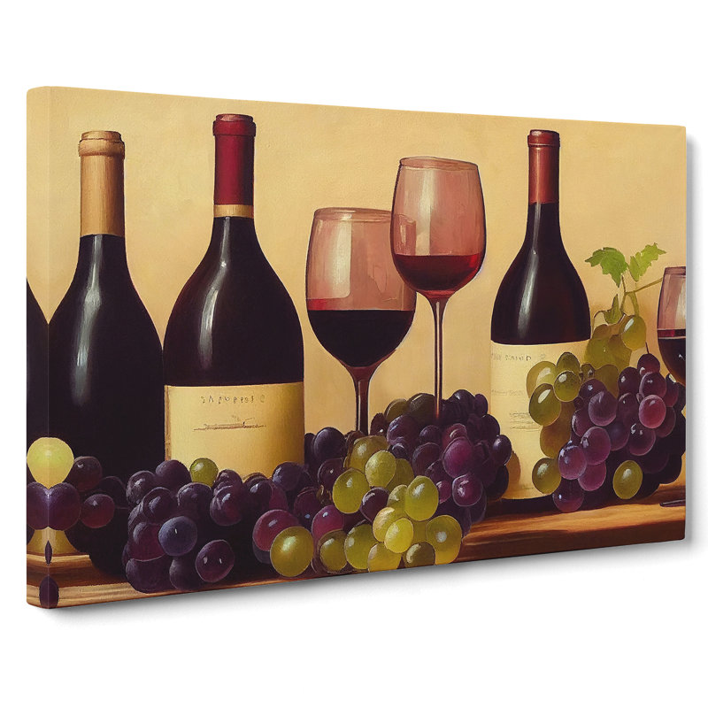 XXX-H1022-WF-10165X Wine Bottle Painting - Wrapped Canvas Print