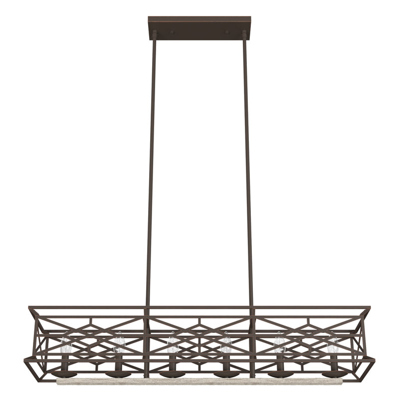Langwood 6 Light Linear Chandelier, Brown