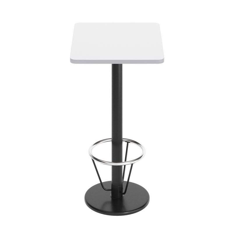Plateau de table rectangulaire en stratifié avec base ronde et anneau de pied Basnight, H 43,125 po x l 24 po x P 30 po