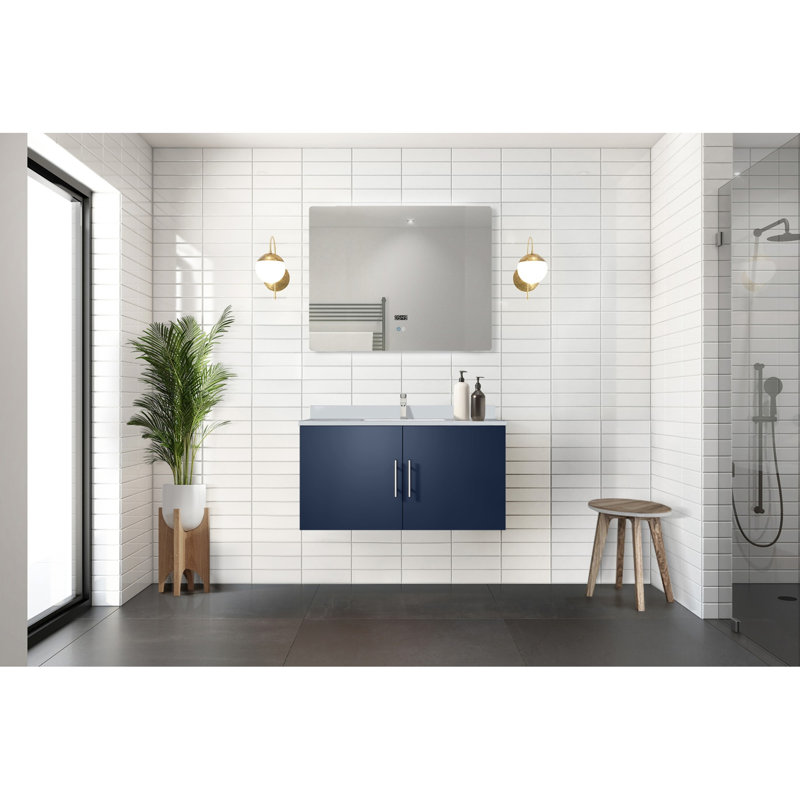 Ensemble de meuble-lavabo bleu marine l 36 po x P 22 po, plateau en marbre de culture et robinet, Cultured Marble