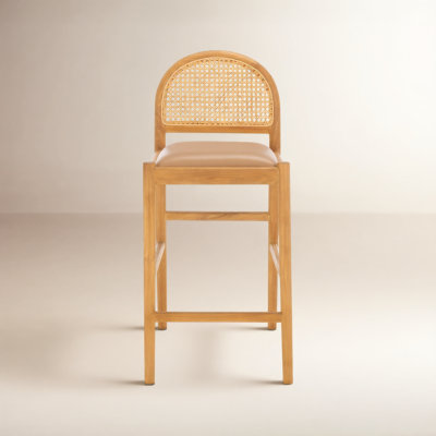 Ottavia Rattan And Leather Counter Stool