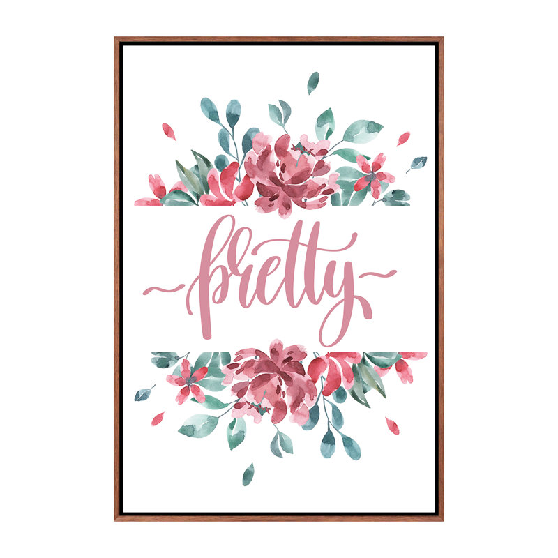 Jolie fleur - impression d'art graphique, Pas de tapis, Toile avec cadre brun, H 26 po x l 18 po x 1,5 po