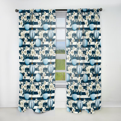 Motif floral rayé Nautical Charm - rideau obscurcissant rayé à rayures - 1 panneau