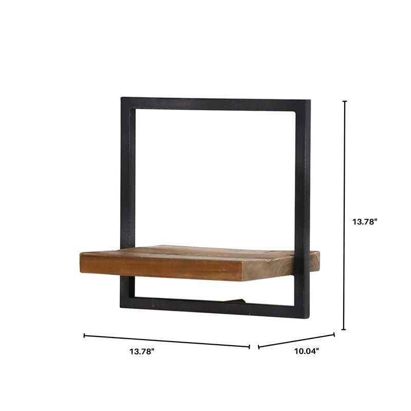 Tablette murale à cadre métallique large, H 13,78 po x l 14 po x P 10,04 po