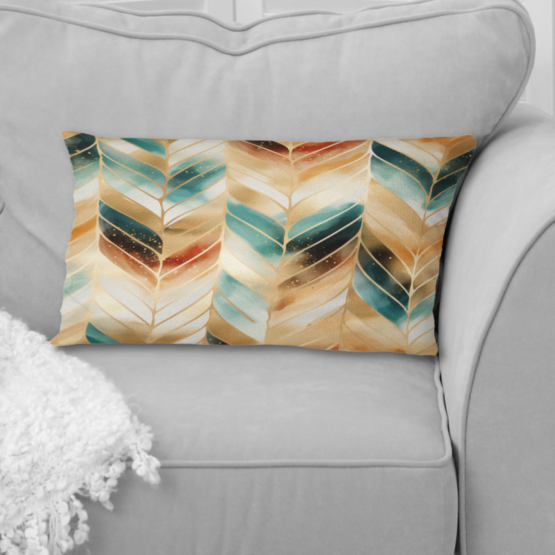Coussin décoratif doré à chevrons dorés Goldern