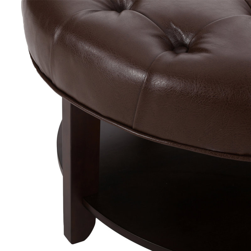 Repose-pieds contemporain avec tablette de rangement, Noyer