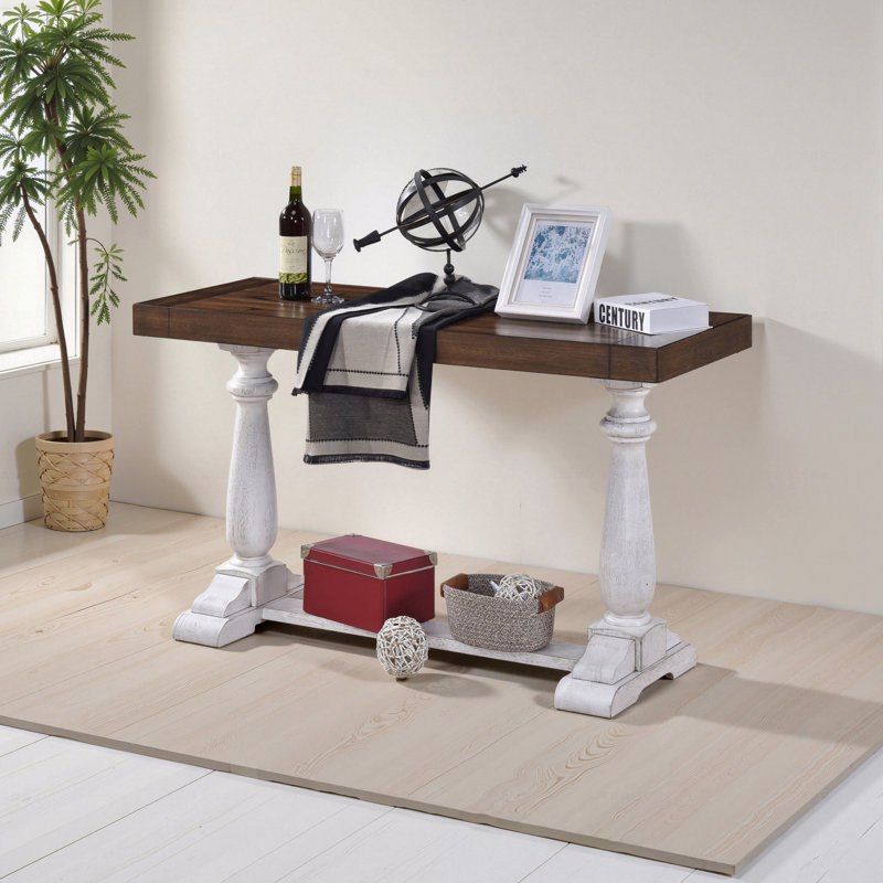 Console 30 po avec pieds en piédestal, rustique pour le salon