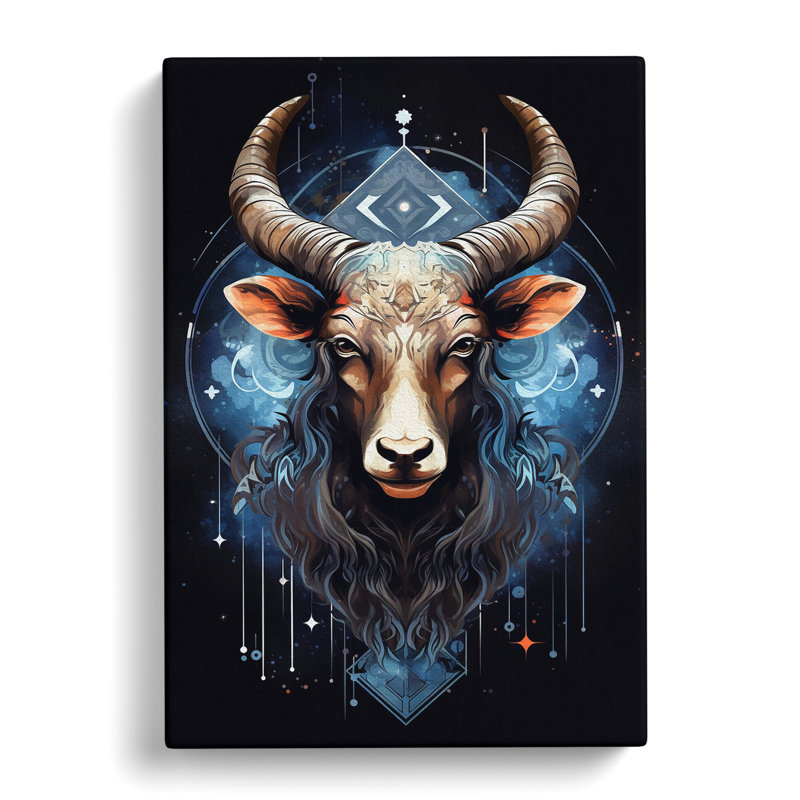 Taurus Zodiac Geometric - Wrapped Canvas, 60cm H x 40cm W x 3cm D