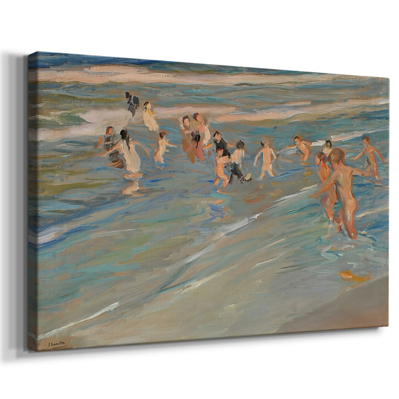 Running Along the Beach (Corriendo por la playa)-Joaquín Sorolla-Gallery Wrapped Canvas-1908, 18 x 27