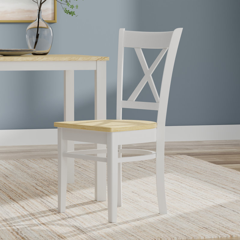 Trabelsi Four Leg Dining Set, White/Natural, Natural/White, 5 Piece Dining Set