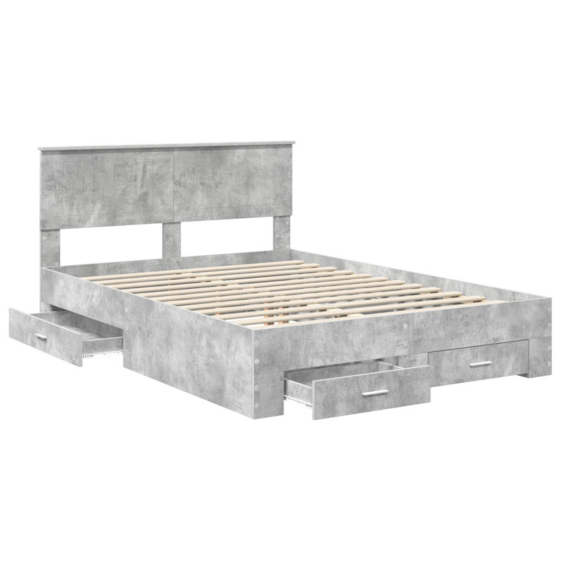 Bed, European Double (140 x 200 cm), Concrete Grey