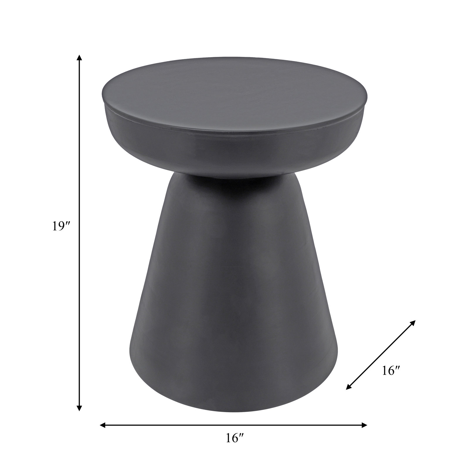 Vanola 16" End Table, Smooth Black