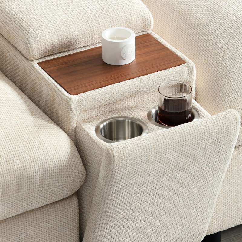 142 po avec repose-pieds mobile, console et support modulaire polyvalent à 6 places, Beige