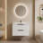 Bathroom Vanity Cabinet with Sink Black Wall Mounted Bathroom Vanities with Ceramic Sink Floating Fluted Sink Vanity with Drawers,Modern-124579431-124579433