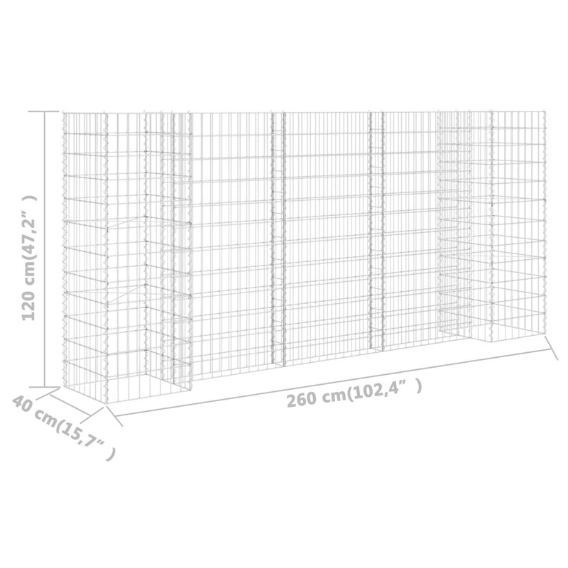 Mur de soutènement Gabion Gabion, H 47,2 po x l 102,4 po x P 15,7 po