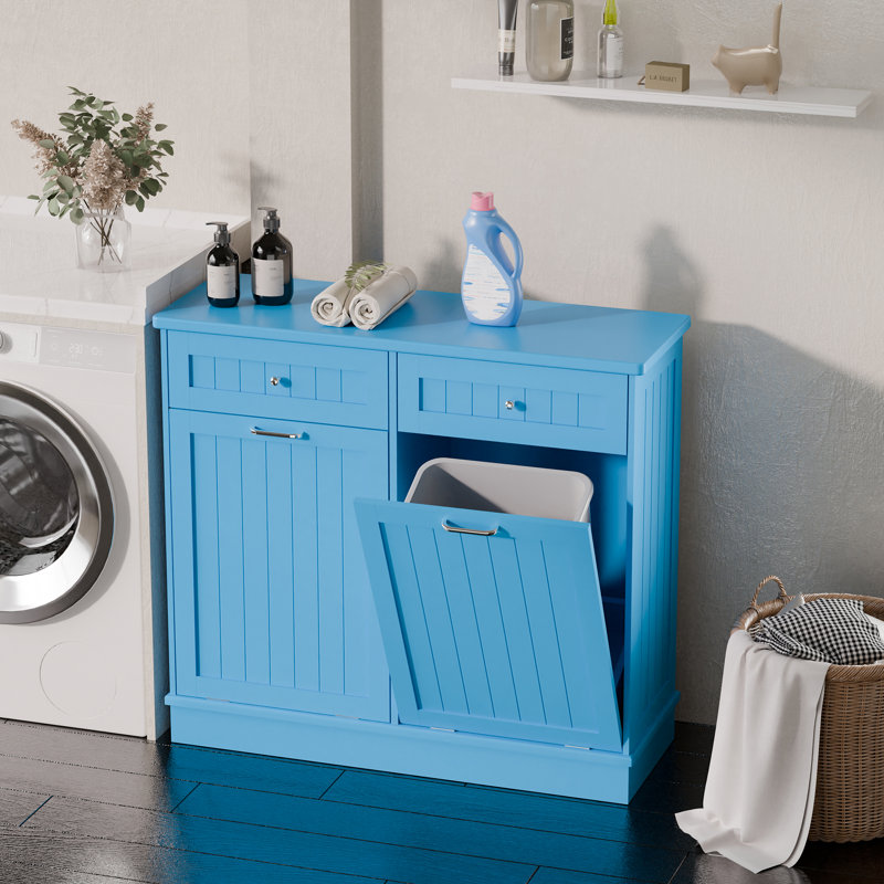Poubelle à double inclinaison Havant 20 gallons en bois autoportante Havant, Bleu clair