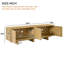 Meuble télé à grain rétro en bois avec porte ondulée pour téléviseur de 75 po ou moins, console média rustique avec amplement d'espace de rangement, meuble télé à base robuste avec gestion des câbles pour le salon
