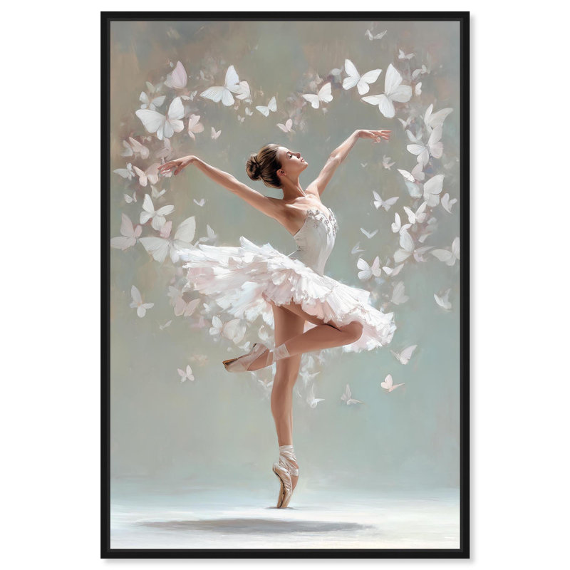 «Flutter Ballerina Glam», reproduction d'art sur toile par Art Remedy, H 24 po x l 16 po, Structure noire