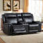 Causeuse inclinable manuelle en similicuir de 75 po de largeur avec console centrale et porte-gobelets-107567719
