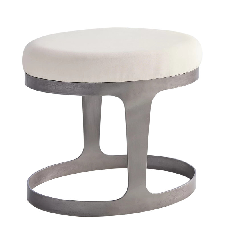 Oslo Stool-Iron w/Muslin Cushion, Gray
